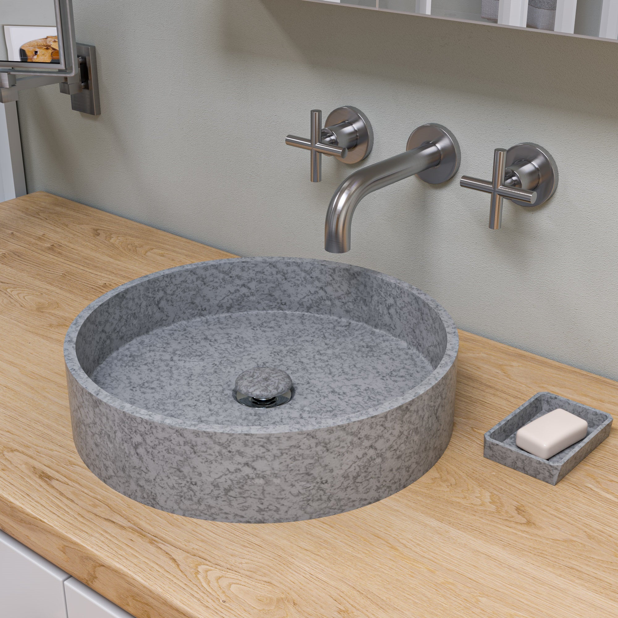 ALFI ABCO7055 Solid Concrete Gray Matte Cap Bathroom Sink Drain