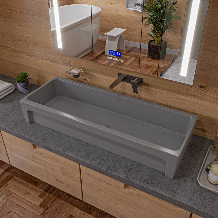 ALFI AB48TRGM 48" Grey Matte Above Mount Fireclay Bathroom Trough Sink