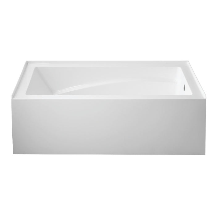 Aqua Eden VTAM6032R22D 60" Acrylic Rectangular 3-Wall Alcove Tub with Armrest and Anti-Skid Surface, Right Hand Drain, Glossy White