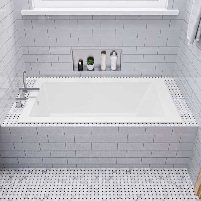 ALFI AB9933S White Resin Solid Surface 59" Rectangular Drop In Bathtub