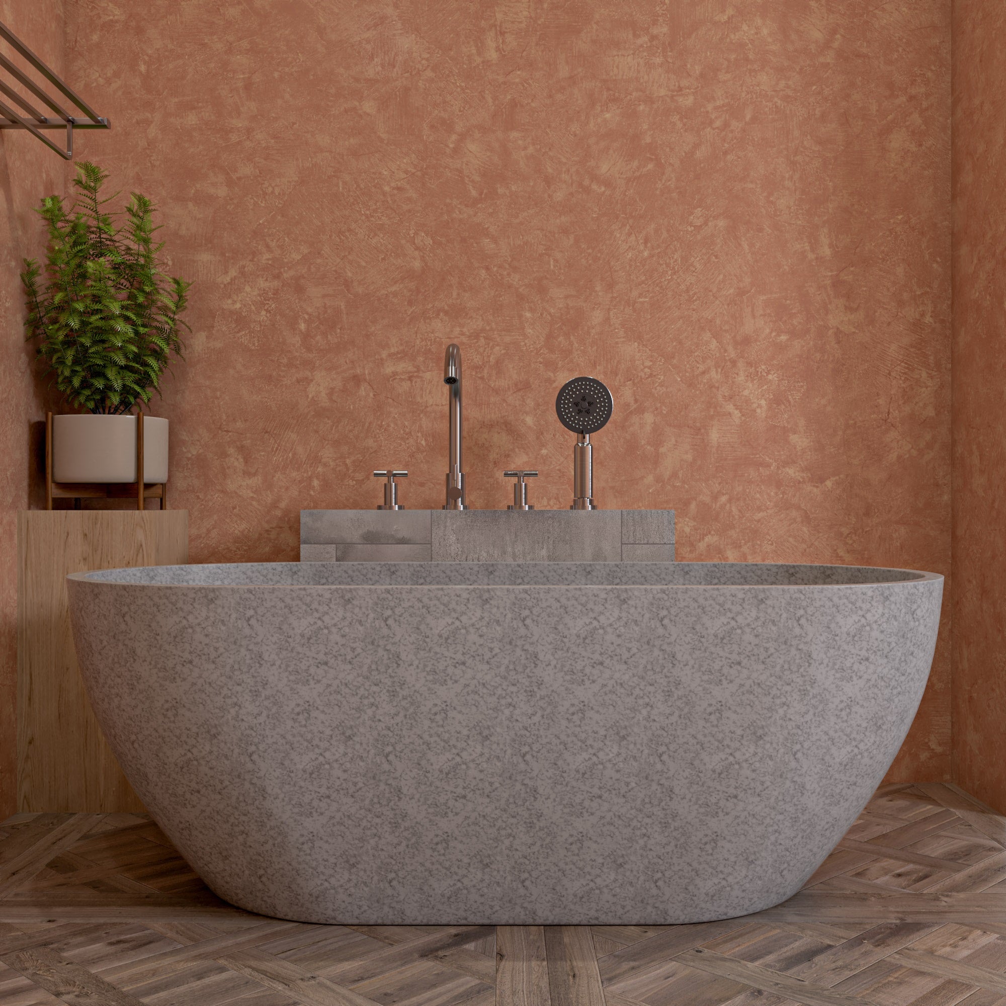 ALFI ABCO59TUB 59" Solid Concrete Oval Freestanding Bathtub