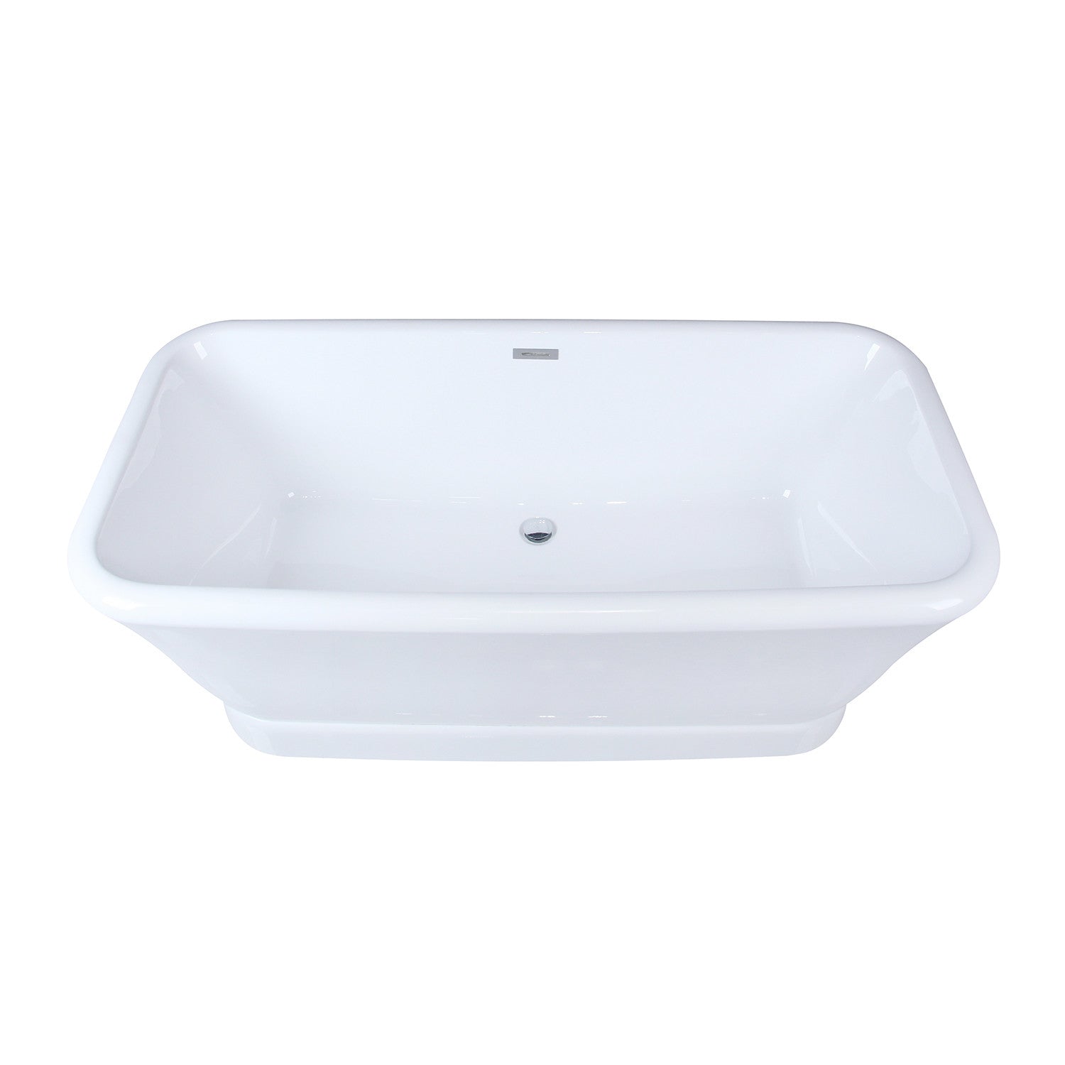 Aqua Eden VTDE713524WA 71" Acrylic Oval Rectangular Double Ended Pedestal Tub with Drain (No Faucet Drillings), Glossy White