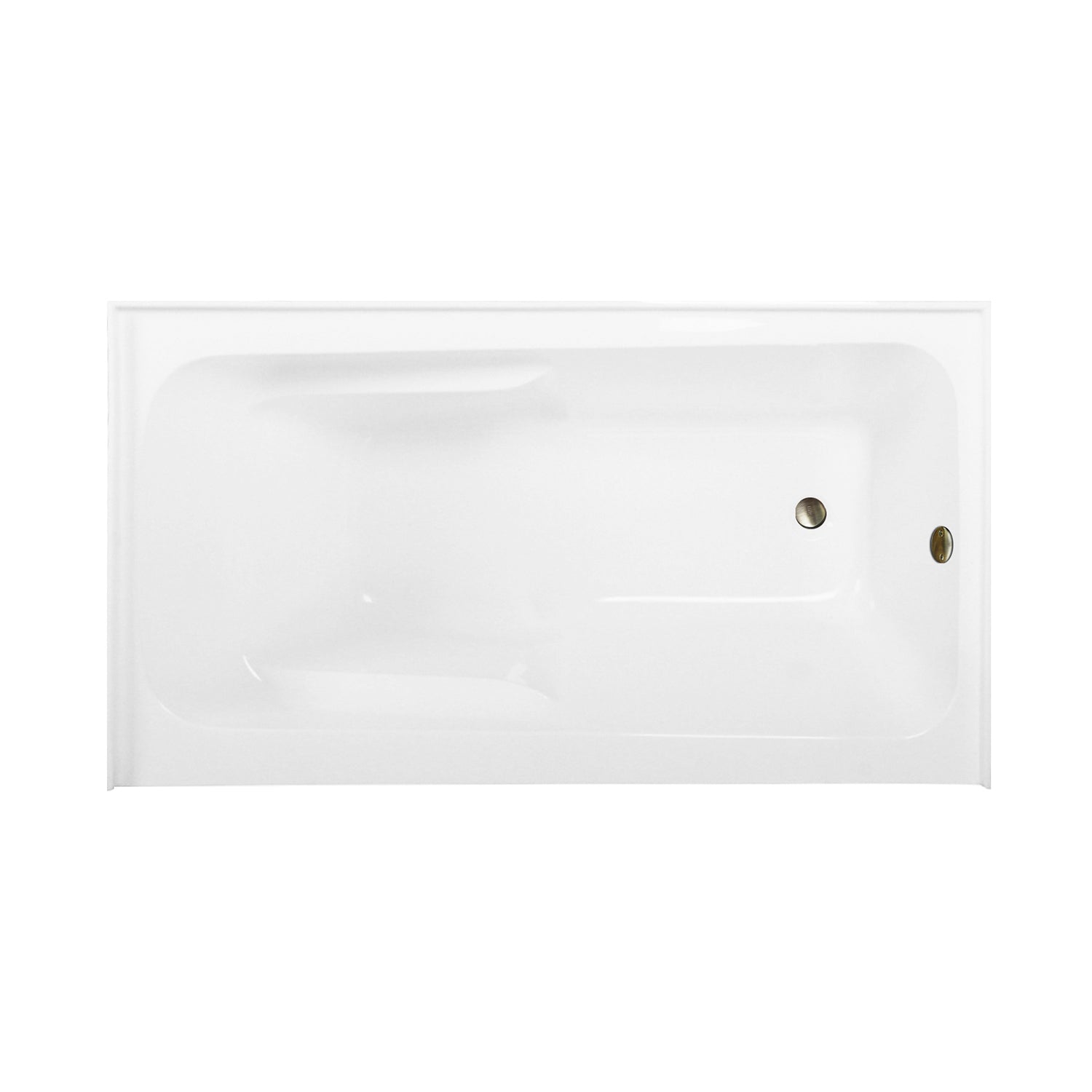 Aqua Eden CVTAP543023R3 54" Acrylic Rectangular 3-Wall Alcove Tub Combo with Armrests and Waste and Overflow Drain (Right Hand Drain), Glossy White/Antique Brass