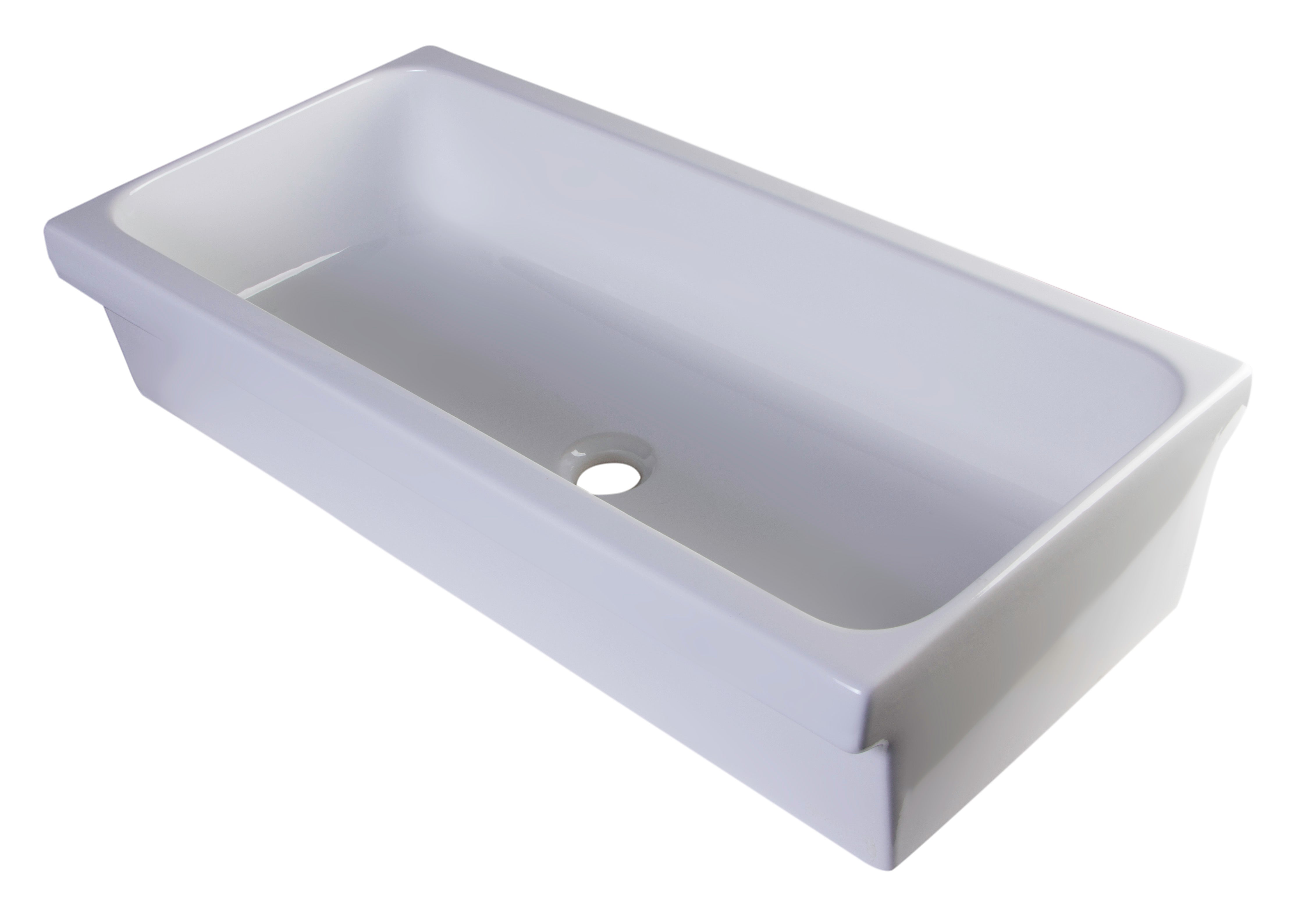 ALFI AB36TR  36" White Above Mount Fireclay Bath Trough Sink