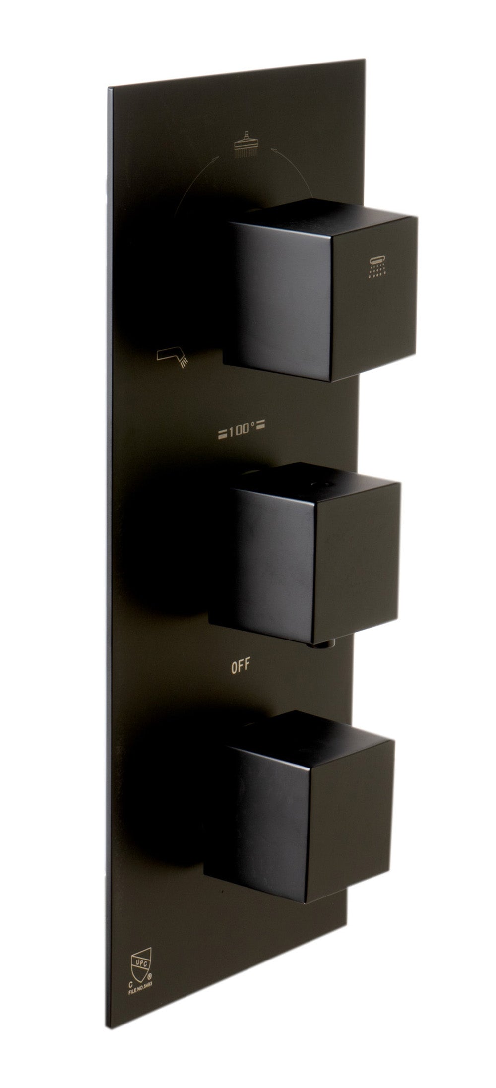 ALFI AB2801-BM Black Matte 3-Way Thermostatic Valve Shower Mixer Square Knobs