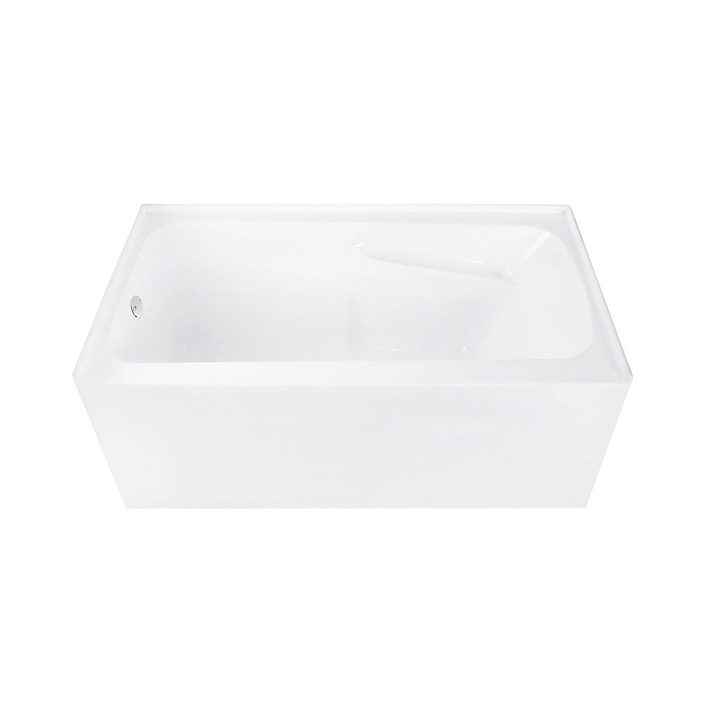 Aqua Eden CVTAP543023L1 54" Acrylic Rectangular 3-Wall Alcove Tub Combo with Armrests and Waste and Overflow Drain (Left Hand Drain), Glossy White/Polished Chrome
