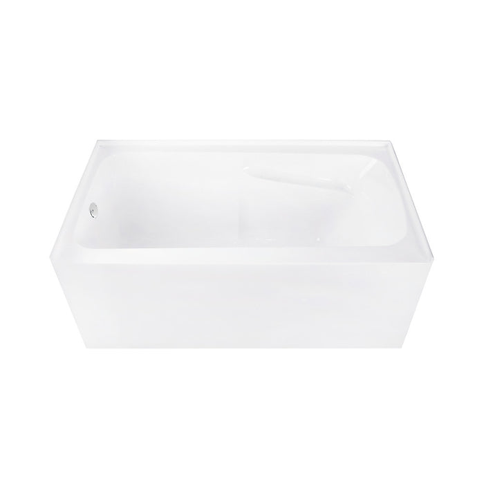 Aqua Eden CVTAP543023L1 54" Acrylic Rectangular 3-Wall Alcove Tub Combo with Armrests, Left Drain, Glossy White/Polished Chrome