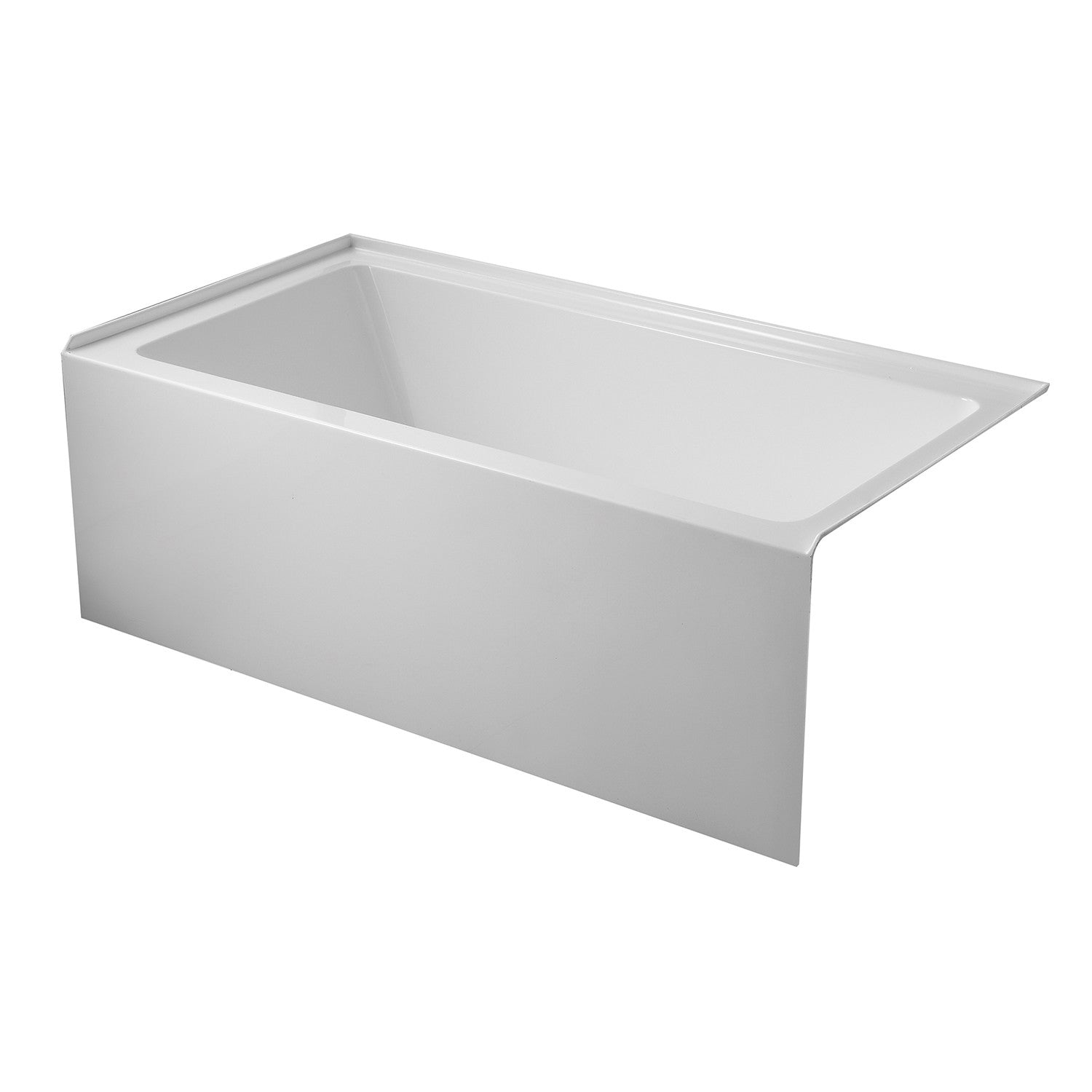 Aqua Eden VTAP6032R22C 60" Acrylic Rectangular 3-Wall Alcove Tub with Anti-Skid Surface, Right Hand Drain, Glossy White