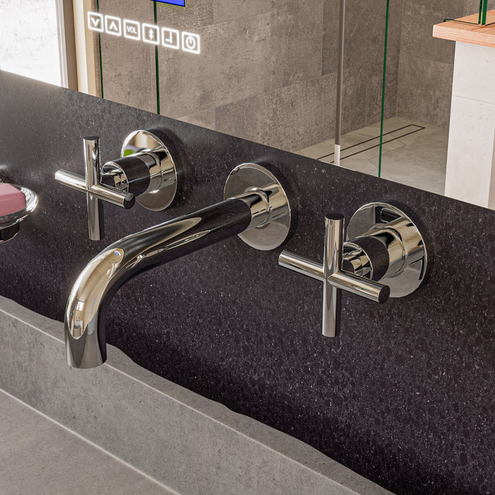 ALFI AB1035-PC Polished Chrome 8" Widespread Wall-Mounted Cross Handle Faucet