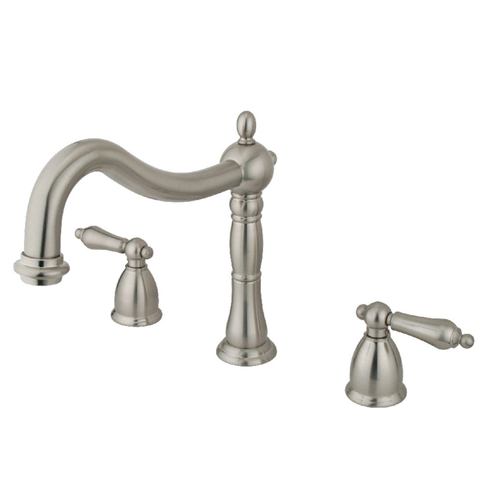 Kingston Brass KS1348AL Heritage Two-Handle Deck Mount Roman Tub Faucet, Brushed Nickel