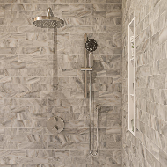 ALFI AB2545-BN Brushed Nickel Round Style 2 Way Thermostatic Shower Set