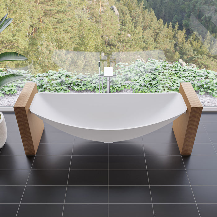 ALFI HammockTub1-WM White Matte 79" Acrylic Suspended Wall Mounted Hammock Bathtub