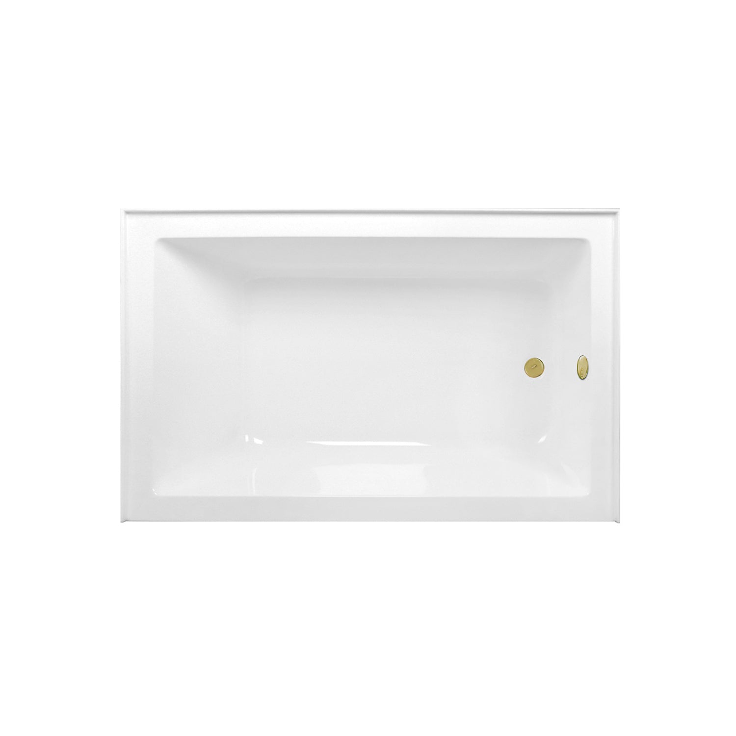 Aqua Eden CVTAP603622R2 60" Acrylic Rectangular 3-Wall Alcove Tub Combo with Waste and Overflow Drain (Right Hand Drain), Glossy White/Polished Brass
