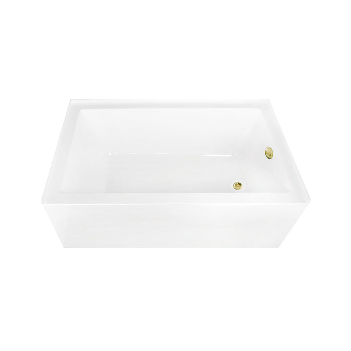 Aqua Eden CVTAP603622R2 60" Acrylic Rectangular 3-Wall Alcove Tub Combo with Waste and Overflow Drain (Right Hand Drain), Glossy White/Polished Brass