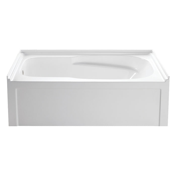 Aqua Eden VTAM6031L21A 60" Acrylic Rectangular 3-Wall Alcove Tub with Armrests and Anti-Skid Surface, Left Hand Drain, Glossy White