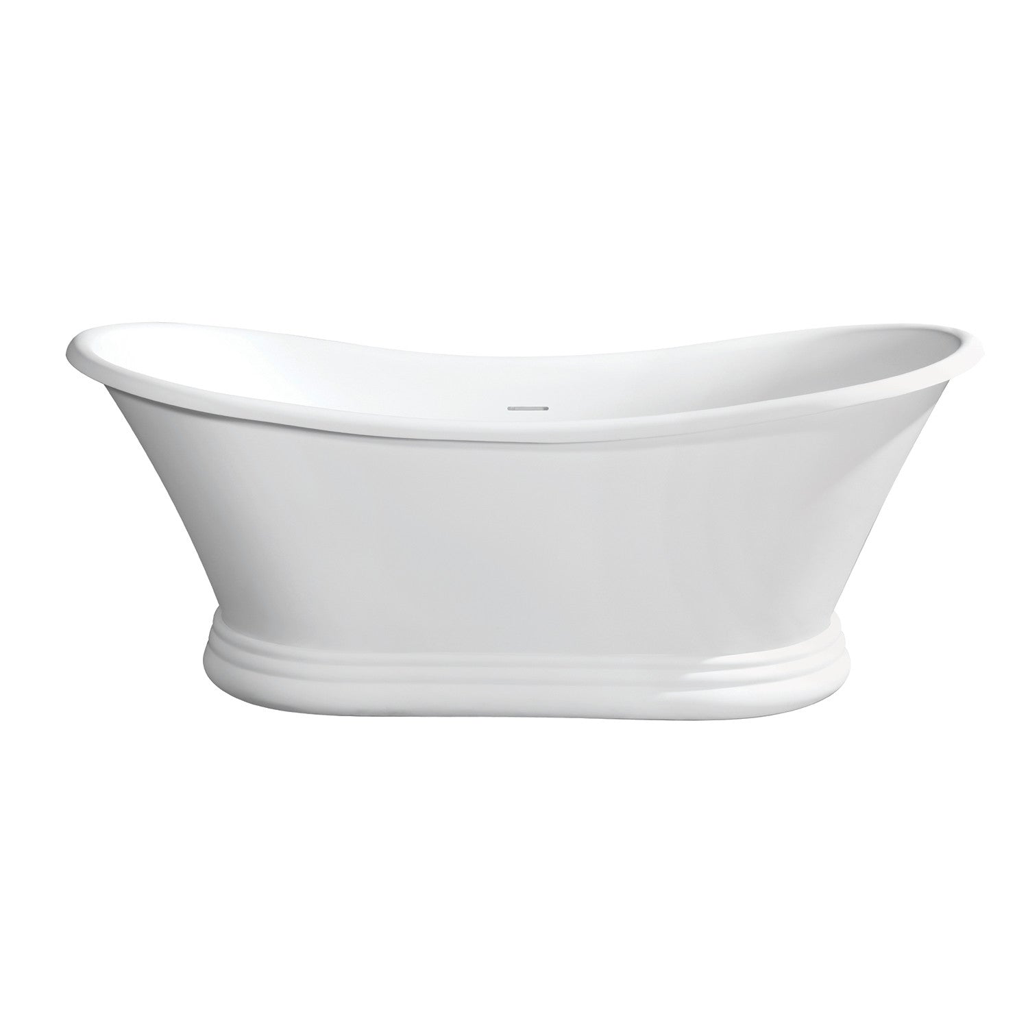 Aqua Eden VRTDS673026 67" Solid Surface Oval Double Slipper Pedestal Tub with Drain (No Faucet Drillings), Glossy White/Matte White