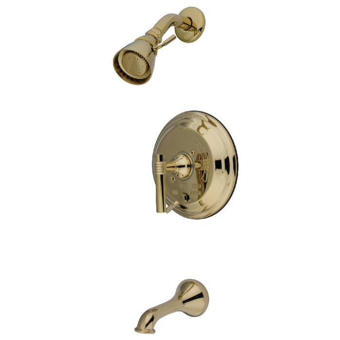 Kingston Brass KB36320ML Restoration Single-Handle Pressure Balanced Tub and Shower Faucet with Diverter Handle, Polished Brass
