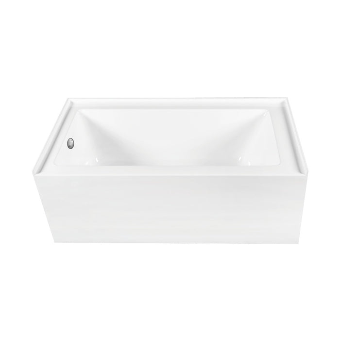 Aqua Eden CVTDE603122L8 60" Acrylic Rectangular 3-Wall Alcove Tub Combo with Waste and Overflow Drain (Left Hand Drain), Glossy White/Brushed Nickel