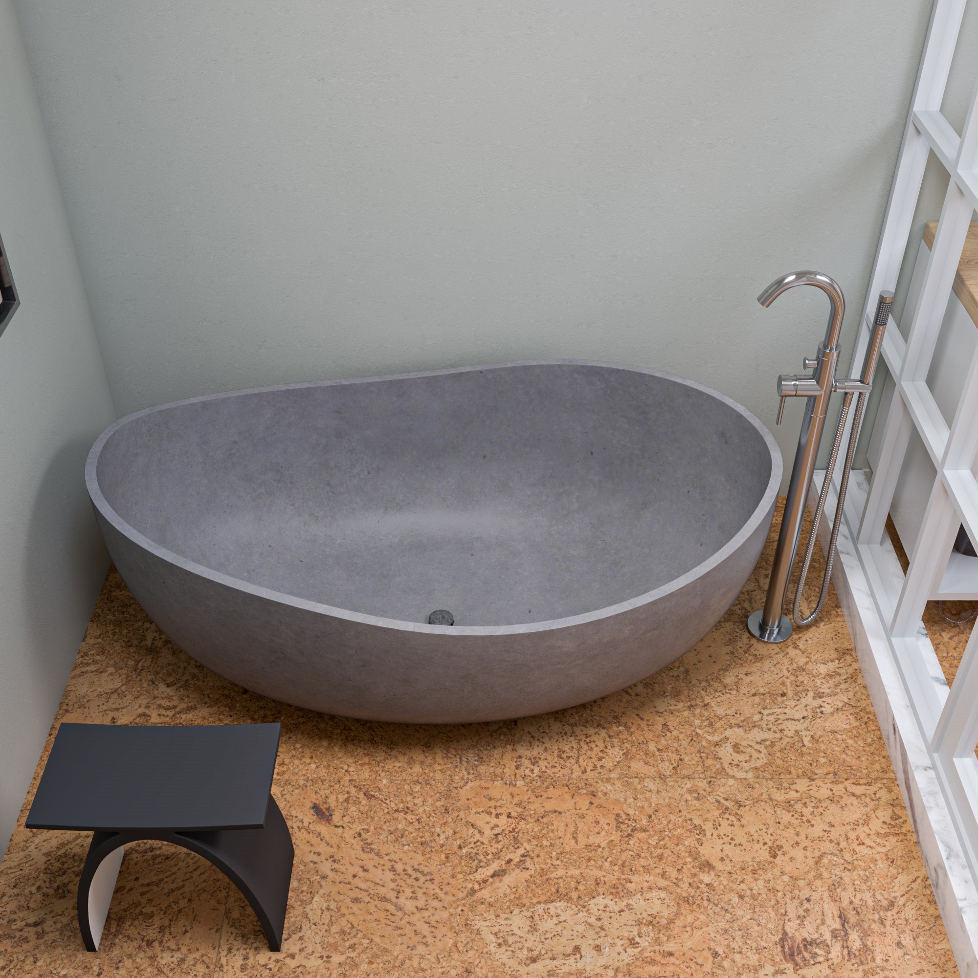 ALFI AB2534-BN Brushed Nickel Single Lever Floor Mounted Tub Filler Mixer w Hand Held Shower Head