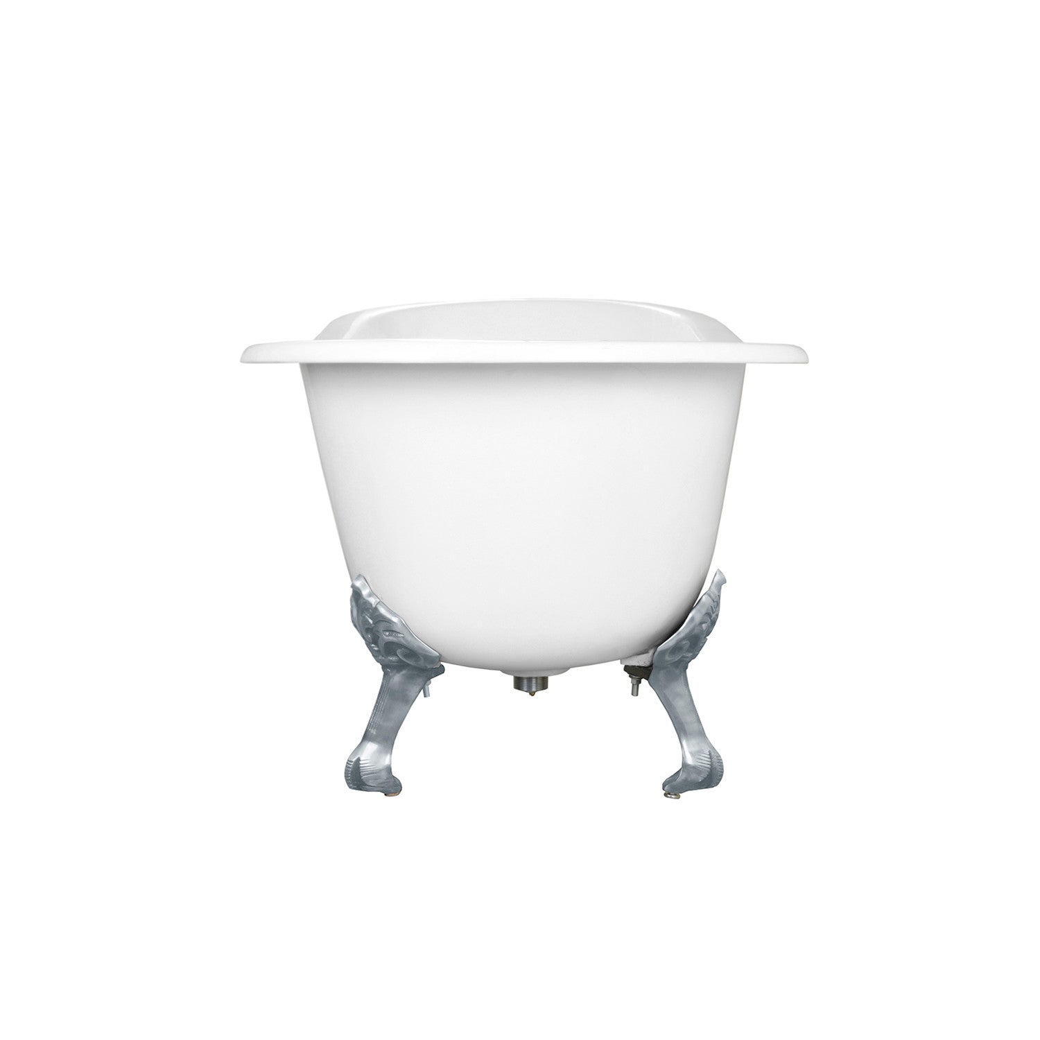 Aqua Eden VCT7D673122ZB1 67" Cast Iron Oval Single Slipper Clawfoot Tub (7" Faucet Drillings), White/Polished Chrome