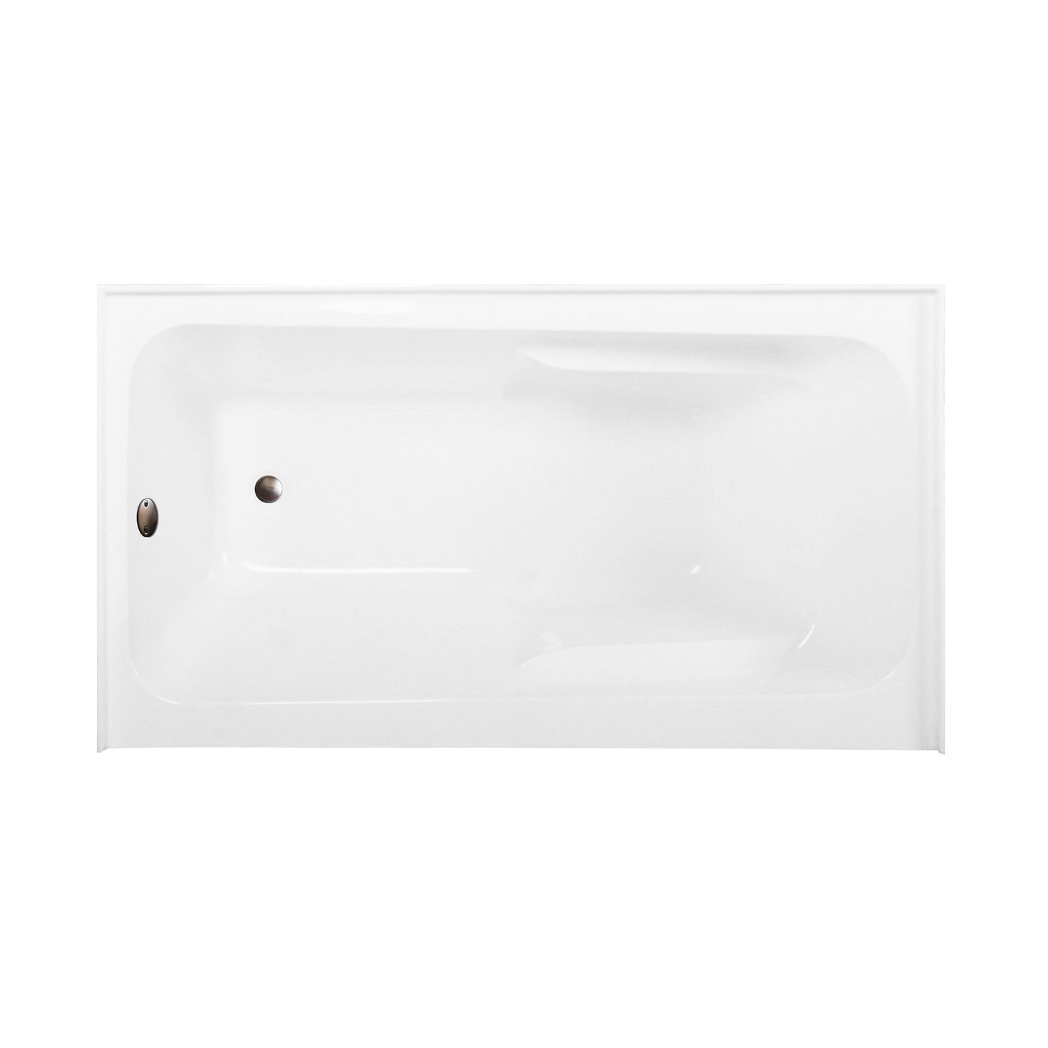 Aqua Eden CVTAP543023L5 54" Acrylic Rectangular 3-Wall Alcove Tub Combo with Armrests and Waste and Overflow Drain (Left Hand Drain), Glossy White/Oil Rubbed Bronze