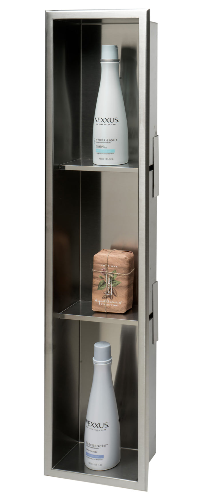 ALFI ABN0836-BSS 8 x 36 Brushed Stainless Steel Vertical Triple Shelf Bath Shower Niche