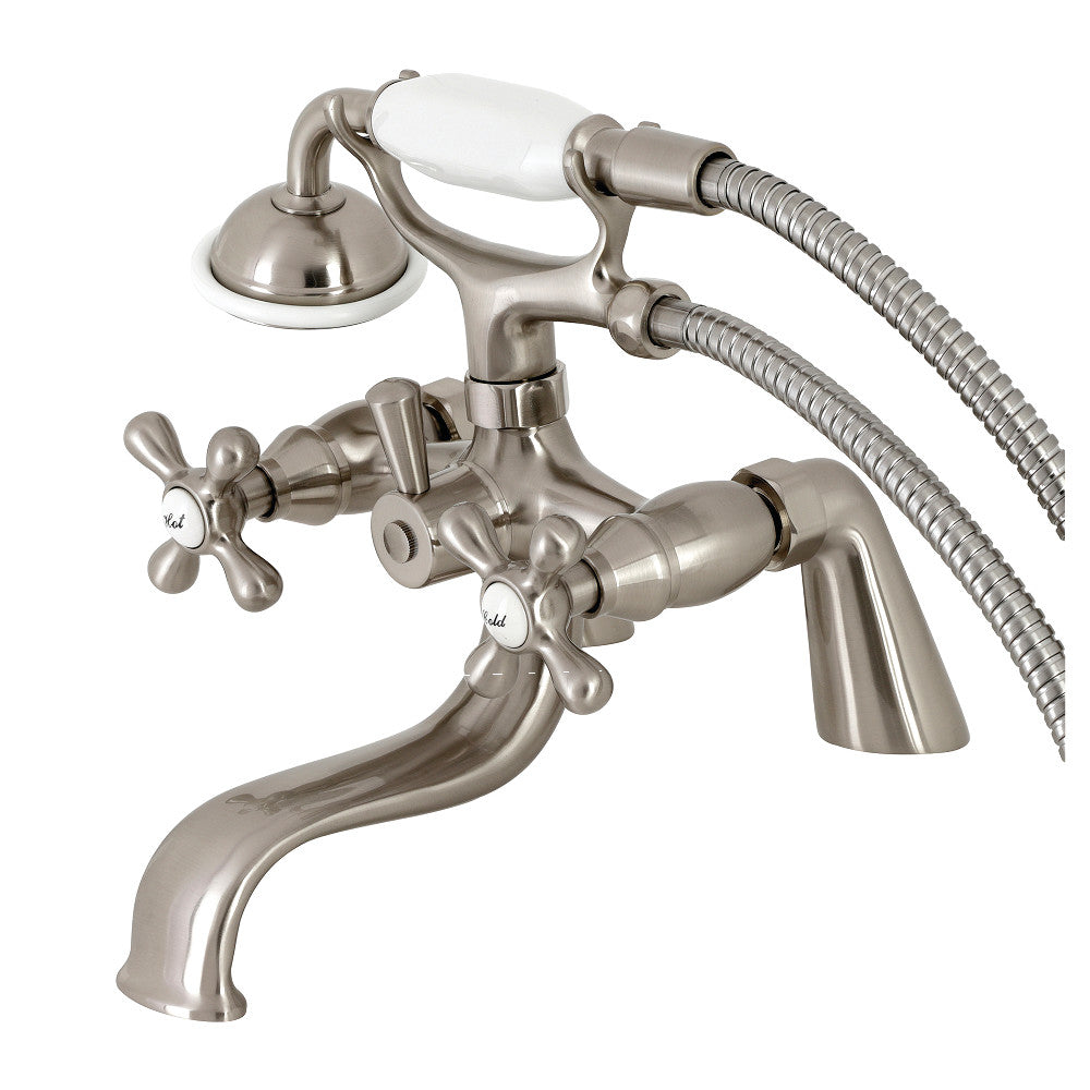 Kingston Brass KS227SN Kingston 6" Center Deck-Mount Clawfoot Tub Faucet with Hand Shower, Brushed Nickel