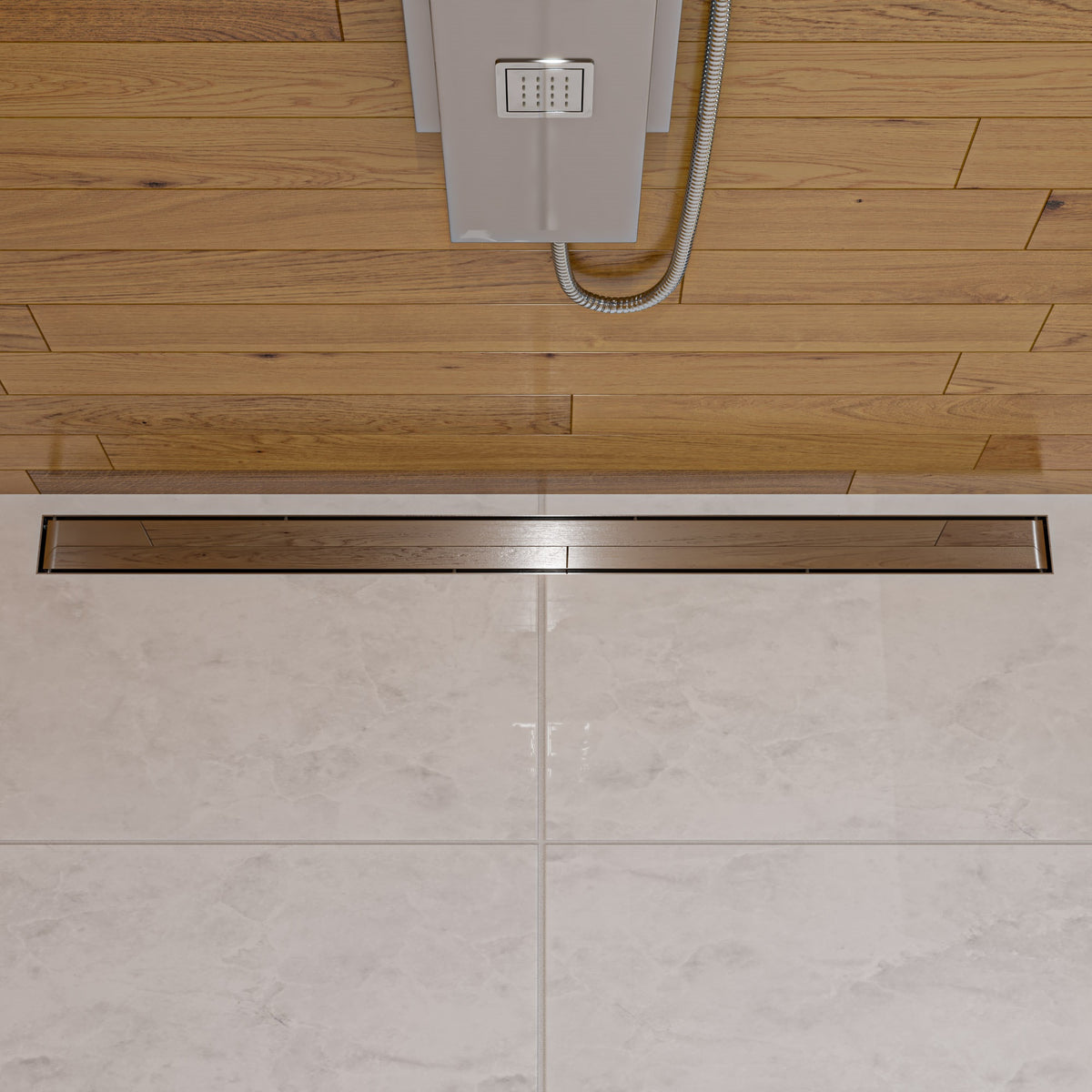ALFI ABLD47B-PSS 47" Polished Stainless Steel Linear Shower Drain with Solid Cover