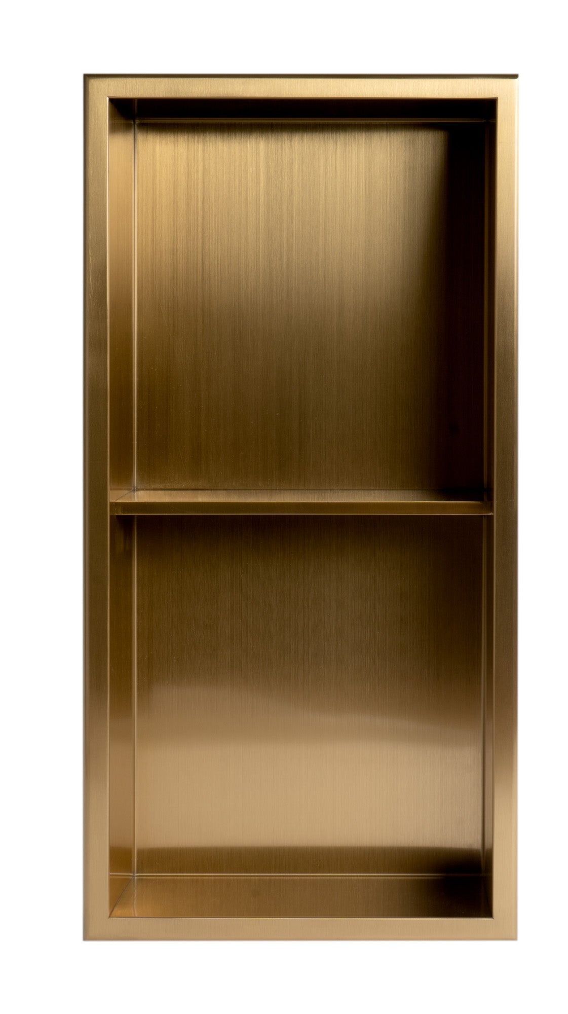 ALFI ABNP1224-BG 12" x 24" Brushed Gold PVD Stainless Steel Vertical Double Shelf Shower Niche