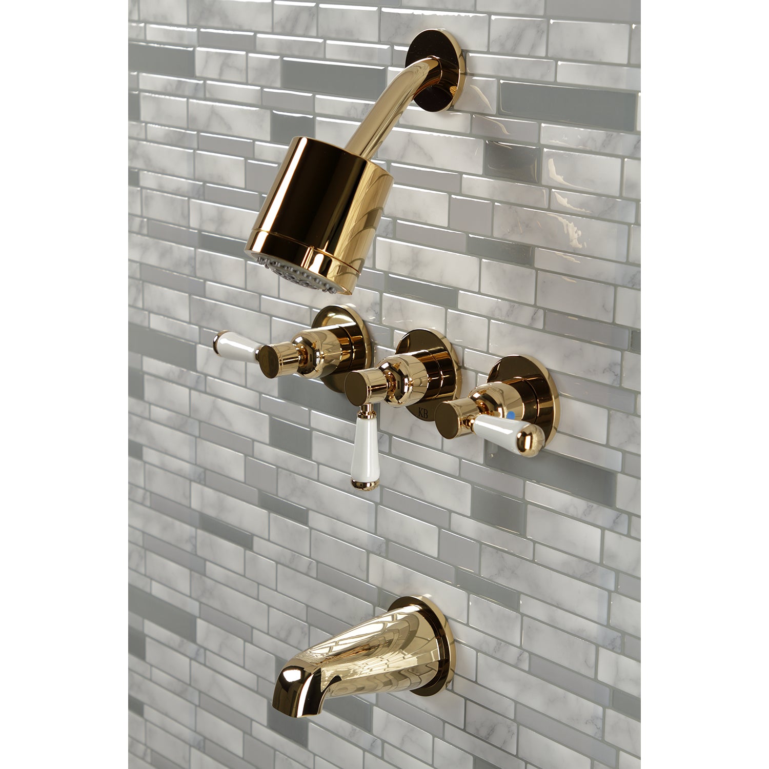 Kingston Brass KBX8132DPL Paris Triple-Handle Tub and Shower Faucet, Polished Brass