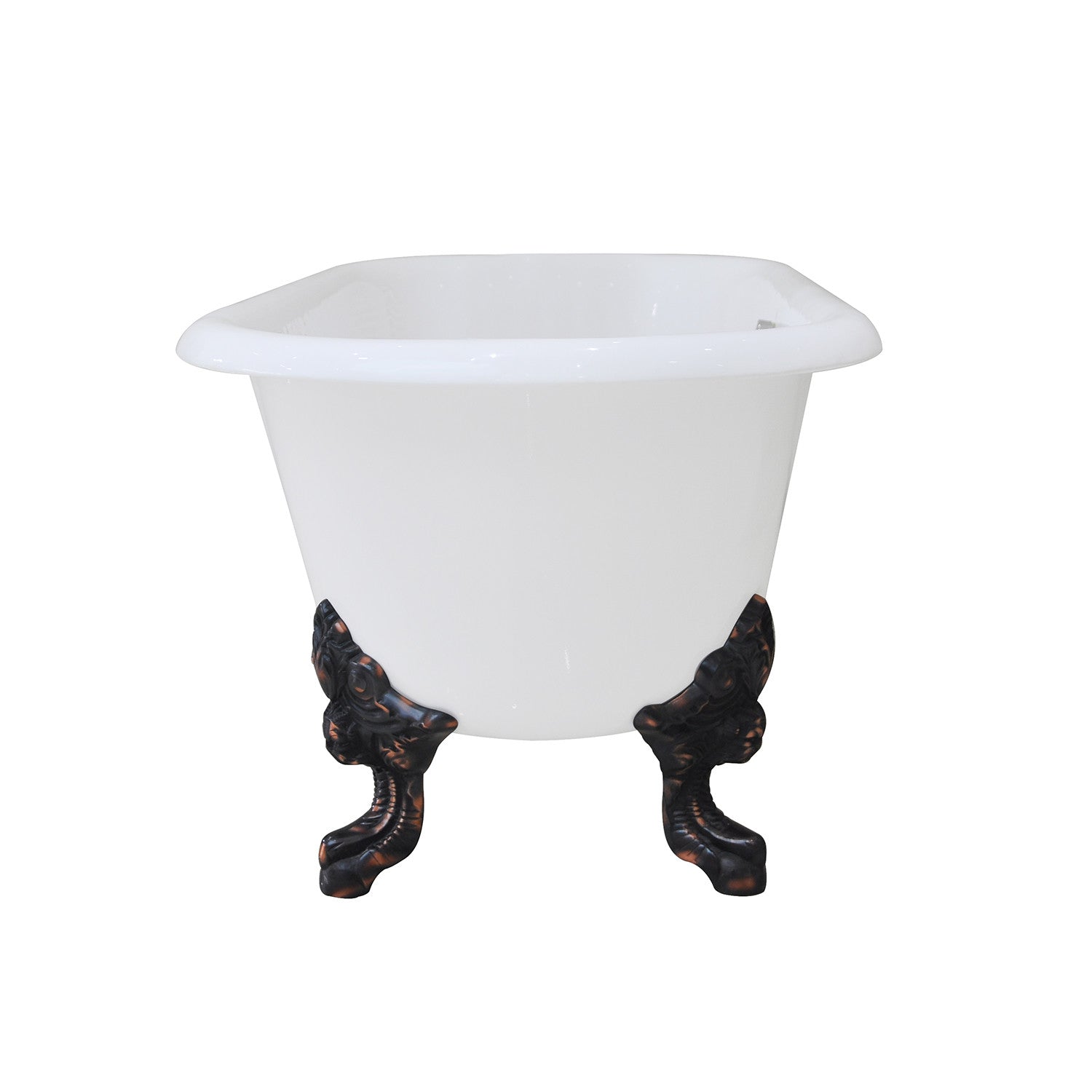 Aqua Eden VCTDE7232NL5 72" Cast Iron Oval Double Ended Clawfoot Tub (No Faucet Drillings), White/Oil Rubbed Bronze