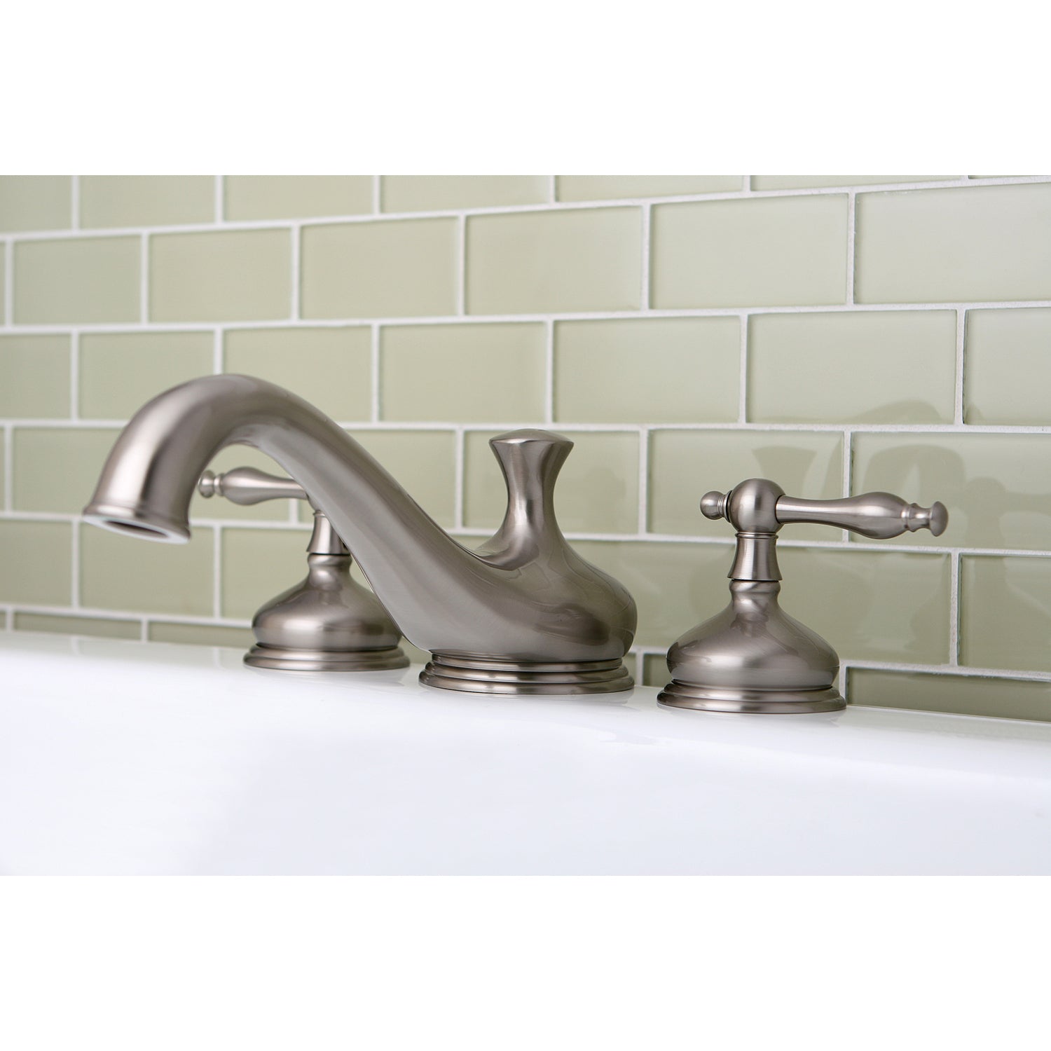 Kingston Brass KS3338NL Heritage Two-Handle Deck Mount Roman Tub Faucet, Brushed Nickel