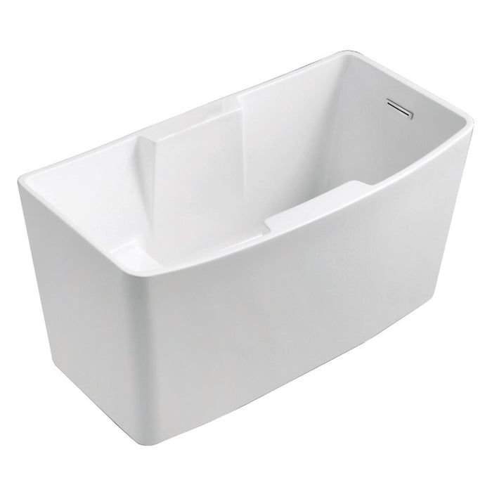 Kingston Brass VTSQ512827S 51" Acrylic Rectangular Double Slipper Freestanding Tub with Drain and Integrated Seat, Glossy White
