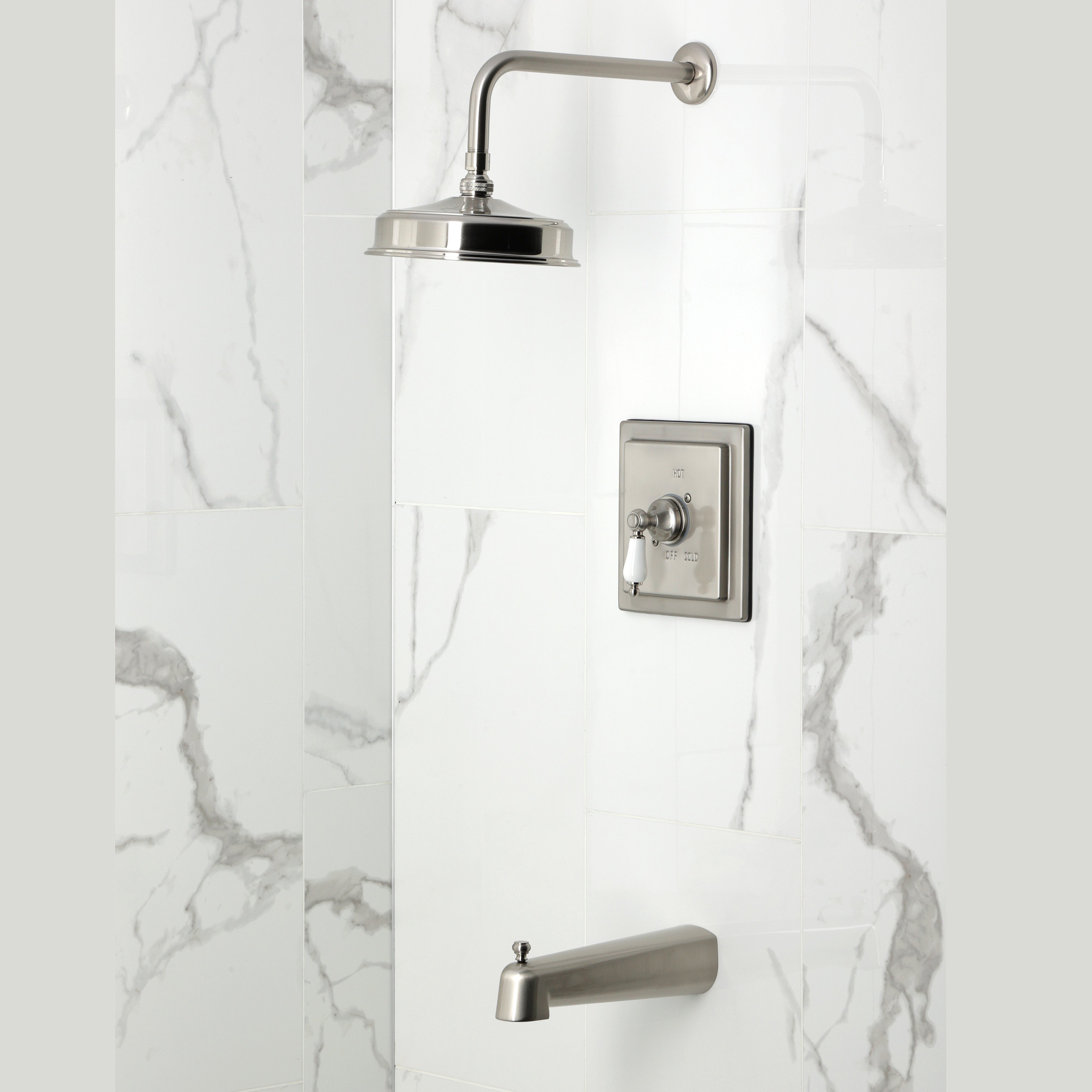 Kingston Brass KB5898PL Demure Single-Handle Pressure Balanced Tub and Shower Faucet, Brushed Nickel