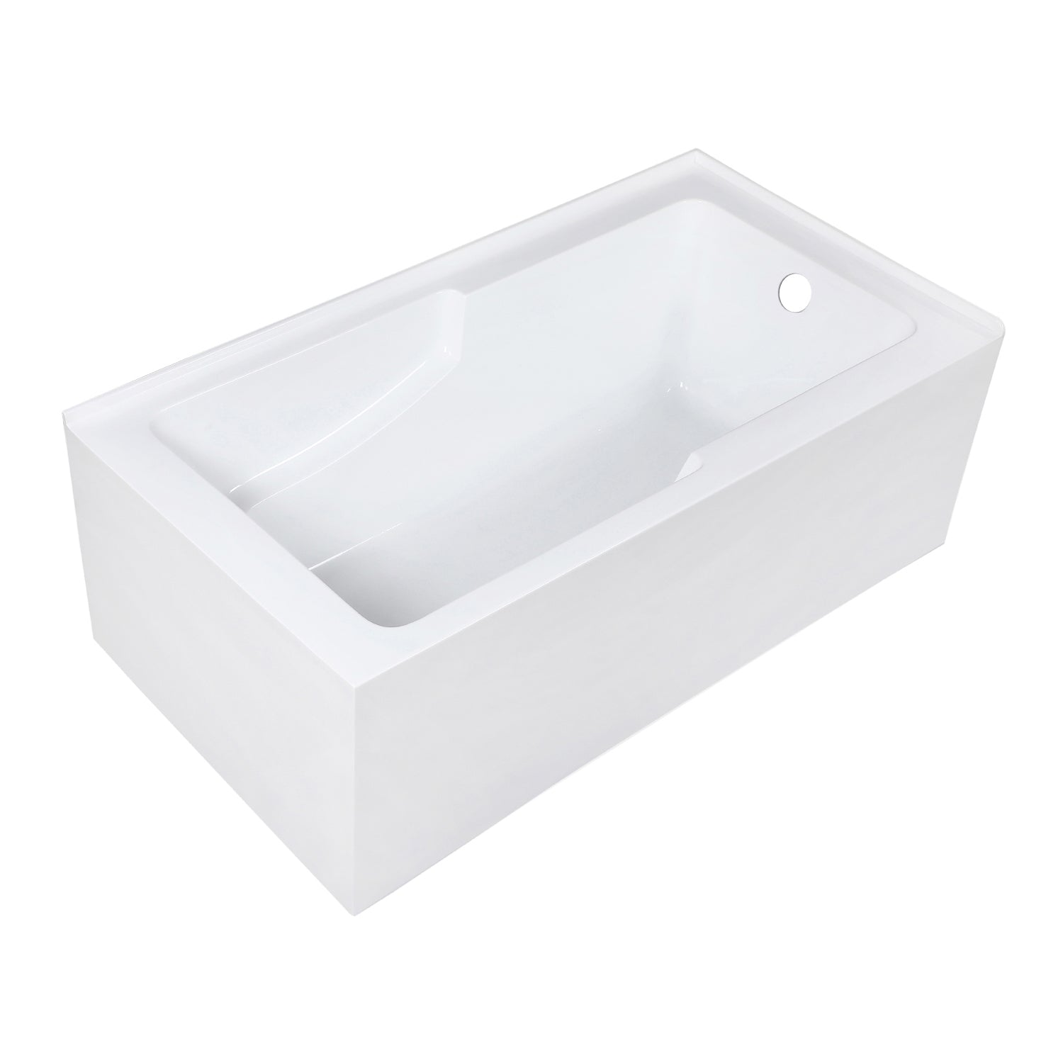 Aqua Eden VTAM6032R22S 60" Acrylic Rectangular 2-Wall Corner Alcove Tub with Corner Apron, Right Hand Drain Hole, Glossy White