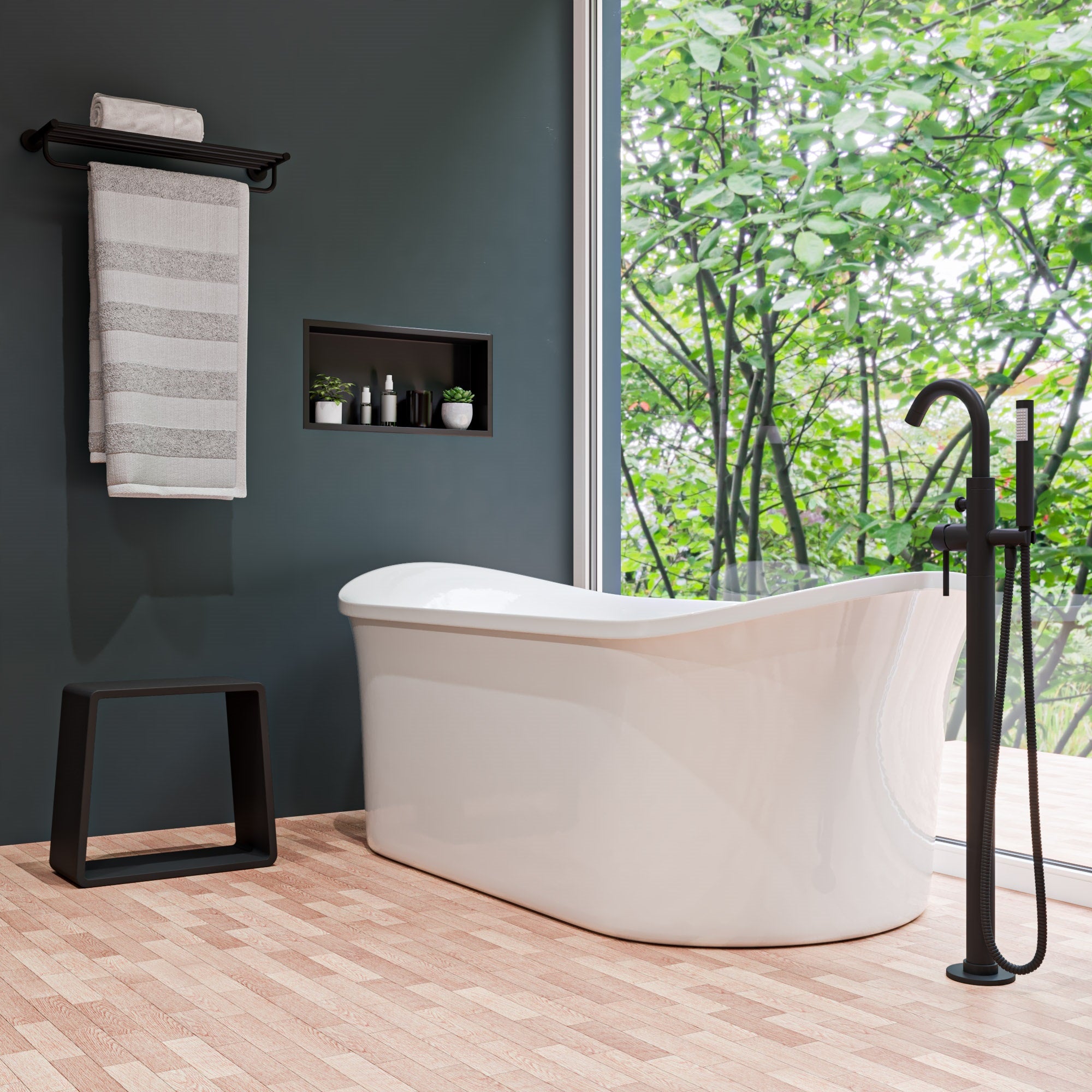 ALFI AB9538-BM Black Matte 26" Towel Bar & Shelf