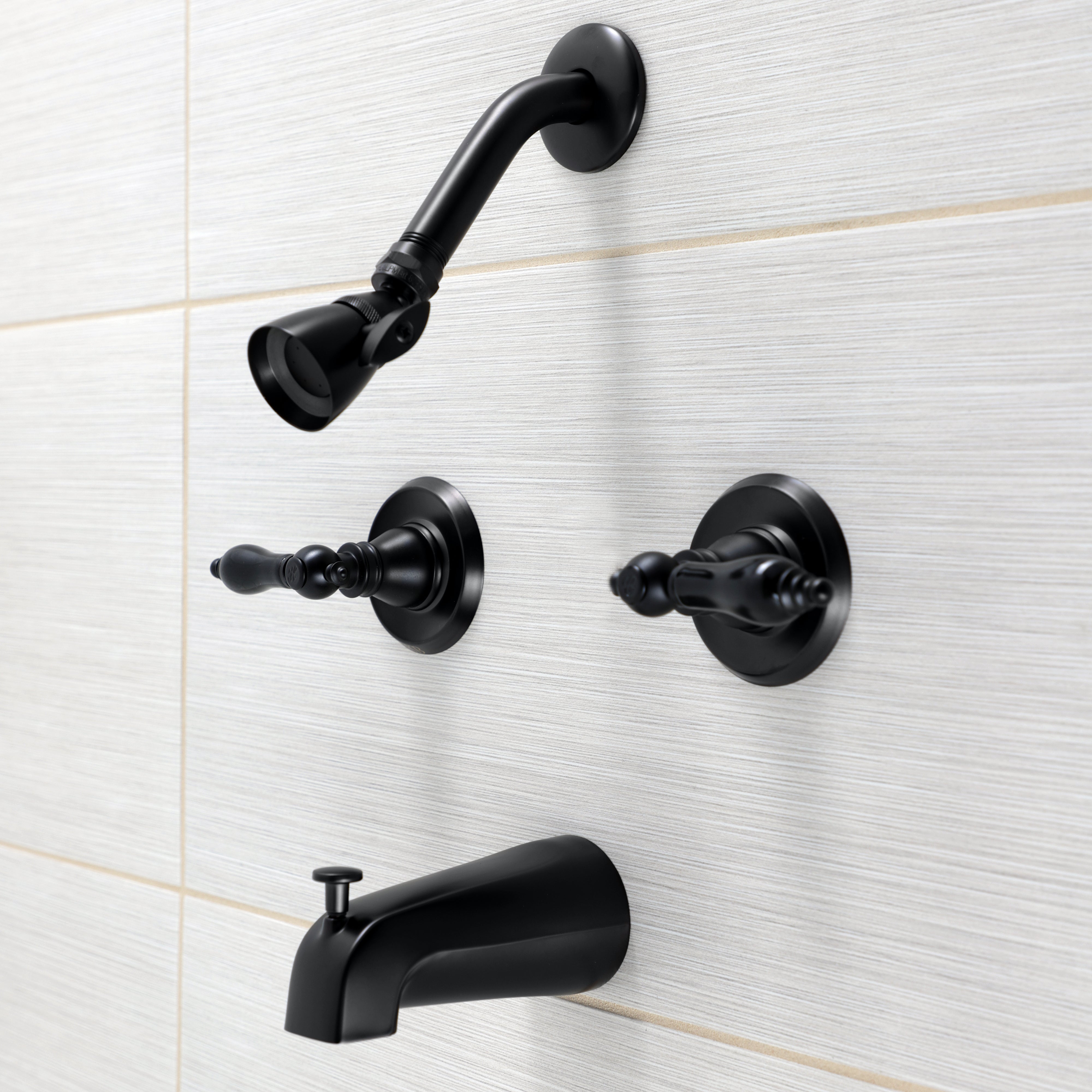 Kingston Brass KB240AKL Duchess Double-Handle Tub and Shower Faucet, Matte Black