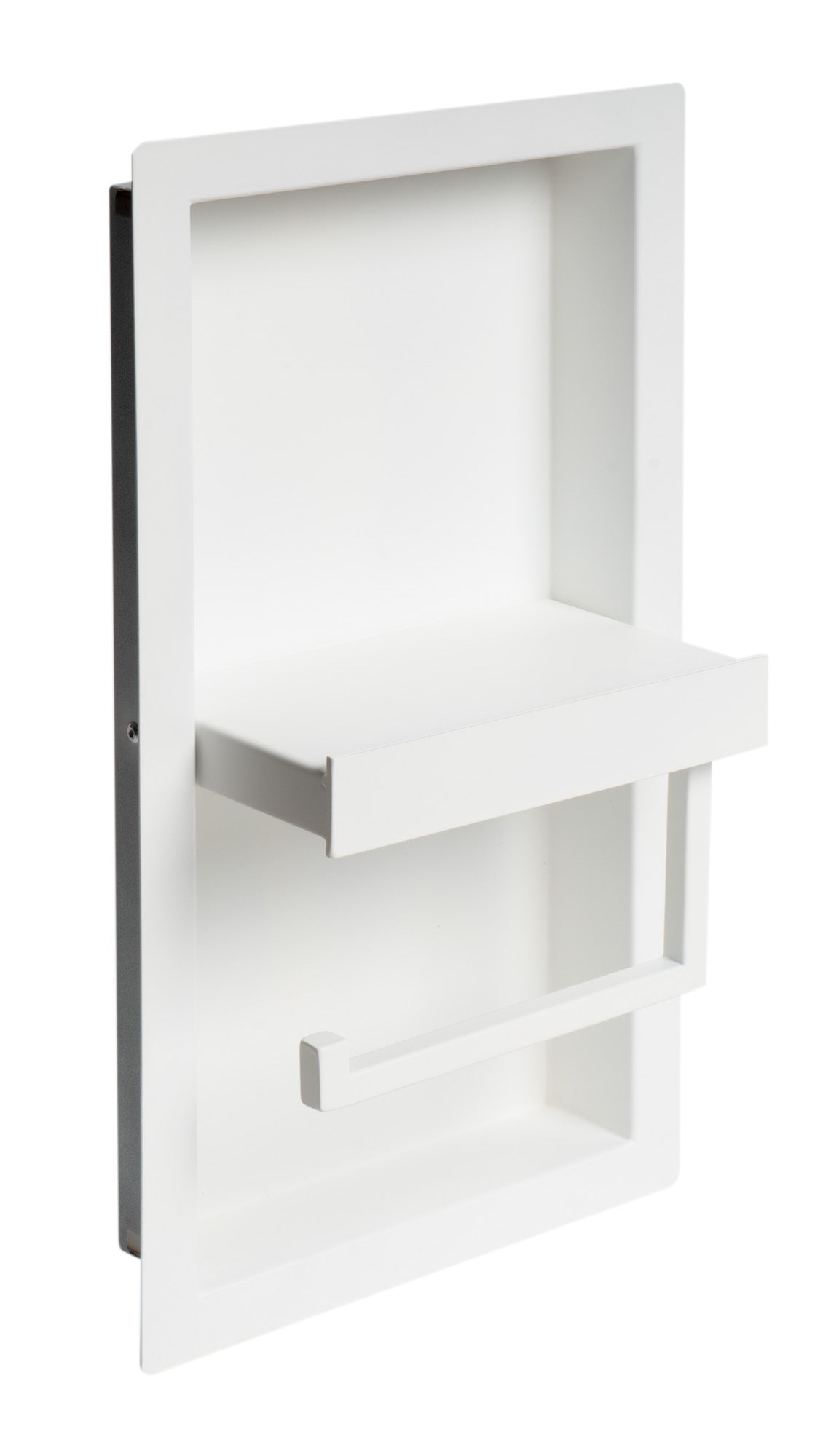 ALFI ABTPNC88-W White Matte Stainless Steel Recessed Toilet Paper Holder Niche
