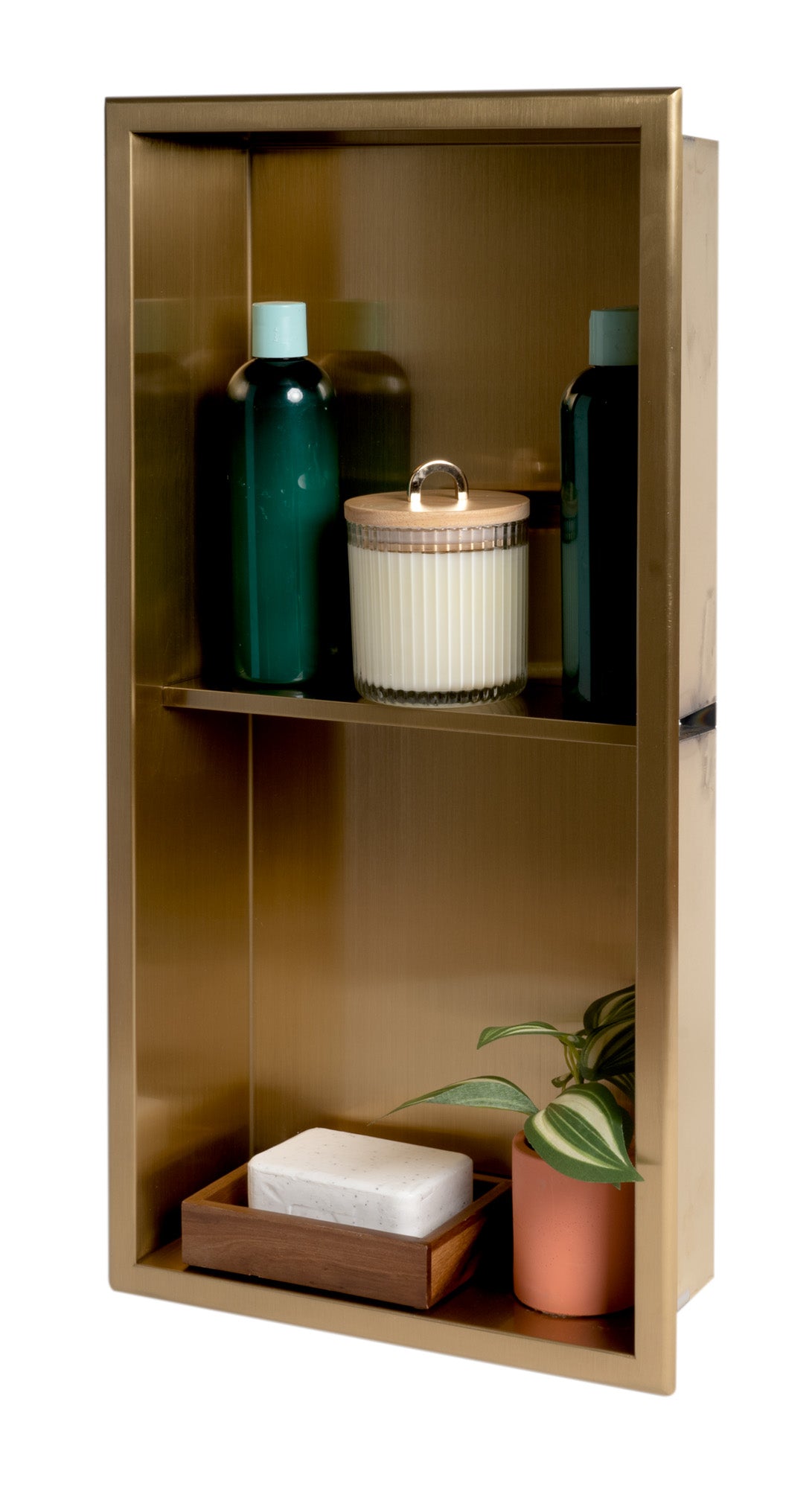 ALFI ABNP1224-BG 12" x 24" Brushed Gold PVD Stainless Steel Vertical Double Shelf Shower Niche