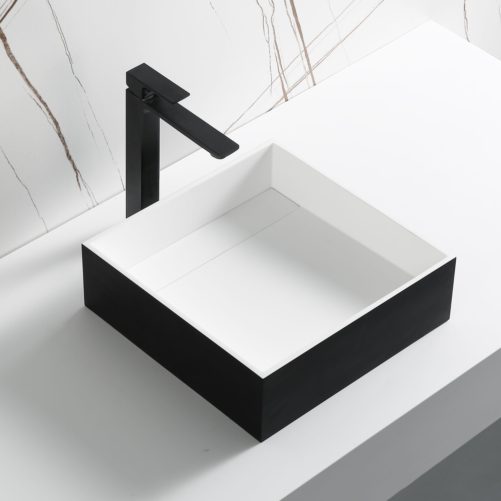 ALFI ABRS14SBM Black Matte 14" Square Solid Surface Resin Sink