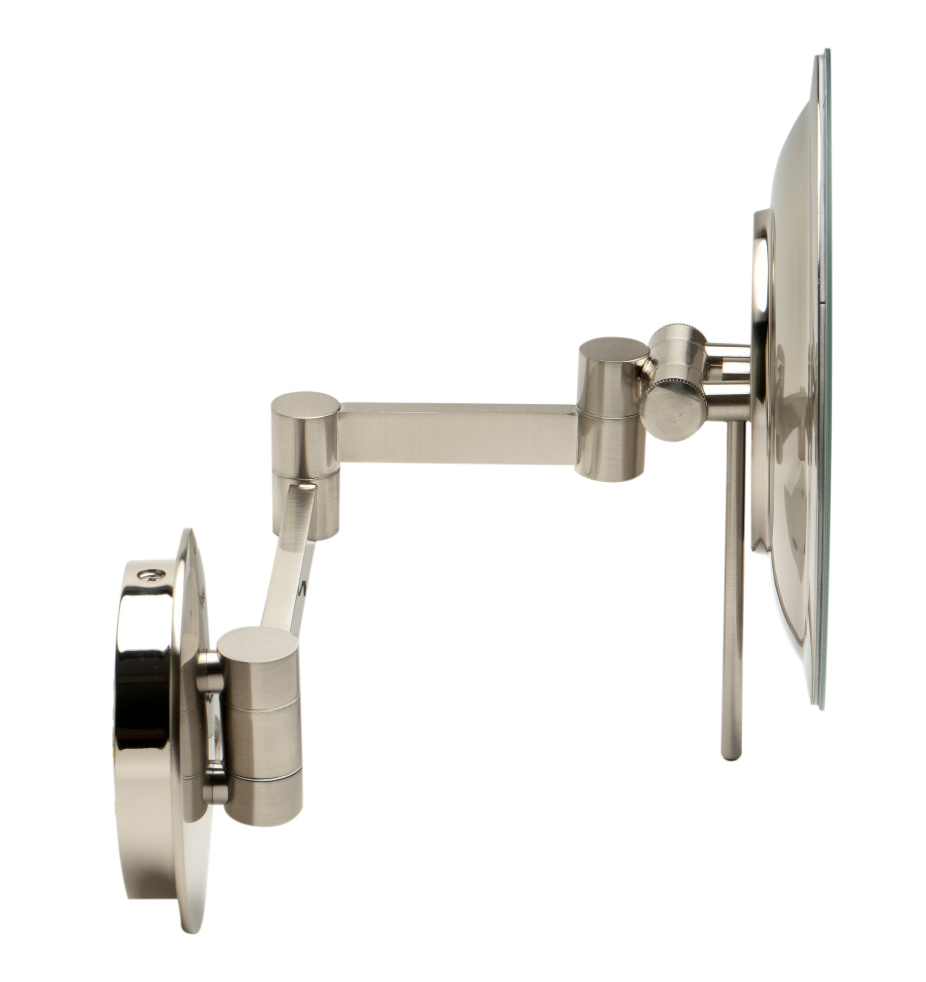 ALFI ABM9WLED-BN Brushed Nickel Wall Mount Round 9" 5x Magnifying Cosmetic Mirror with Light