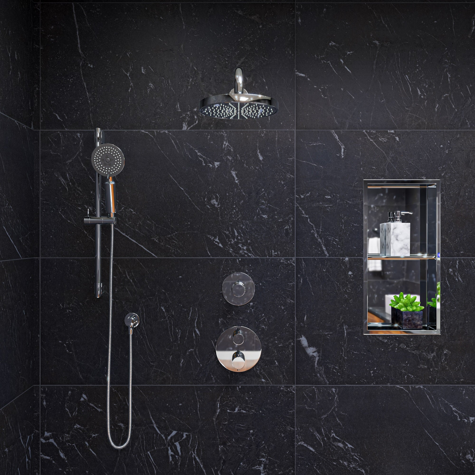 ALFI AB2545-PC Polished Chrome Round Style 2 Way Thermostatic Shower Set