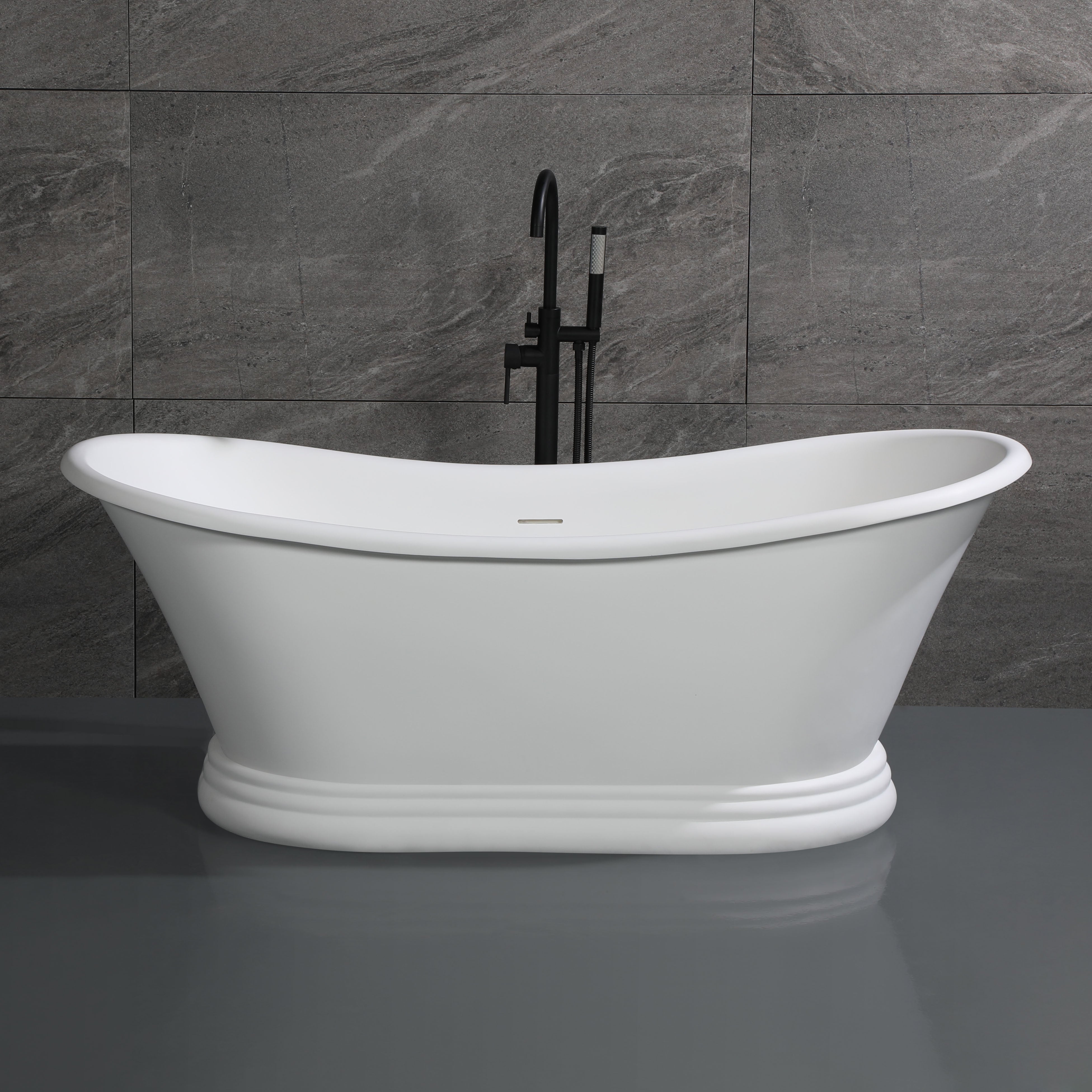 ALFI AB9950 67" White Matte Pedestal Solid Surface Resin Bathtub