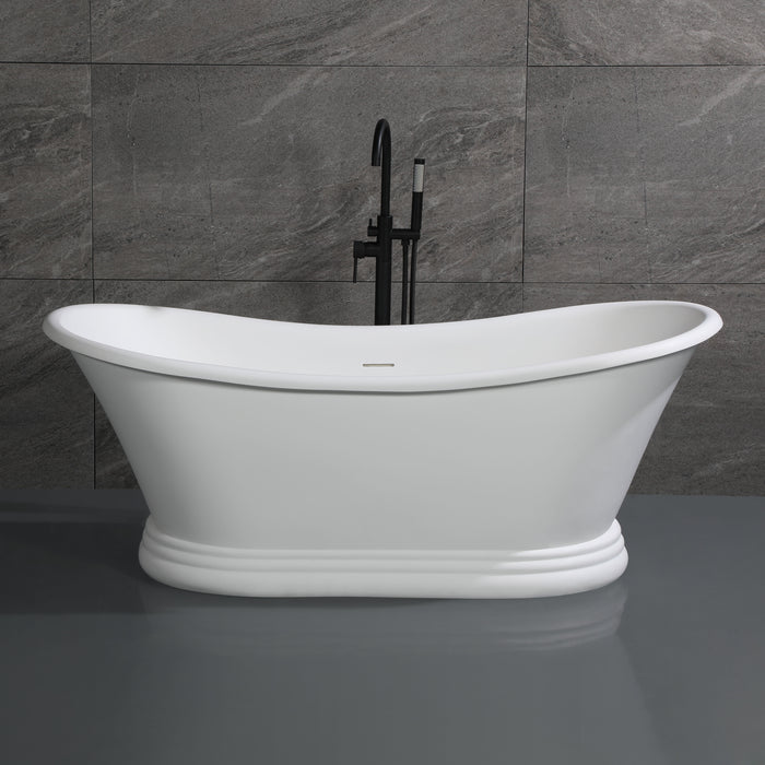 ALFI AB9950 67" White Matte Pedestal Solid Surface Resin Bathtub