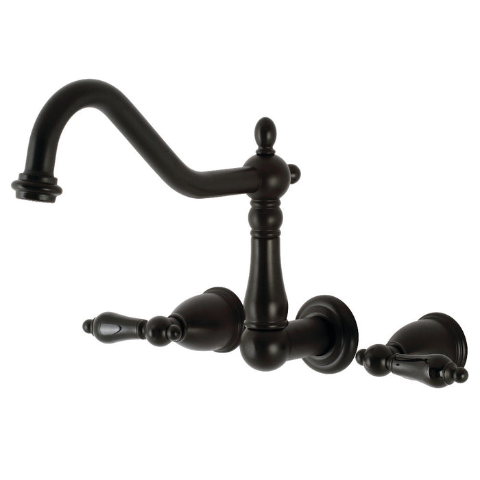 Kingston Brass KS1020PKL Duchess Two-Handle Wall Mount Roman Tub Faucet, Matte Black