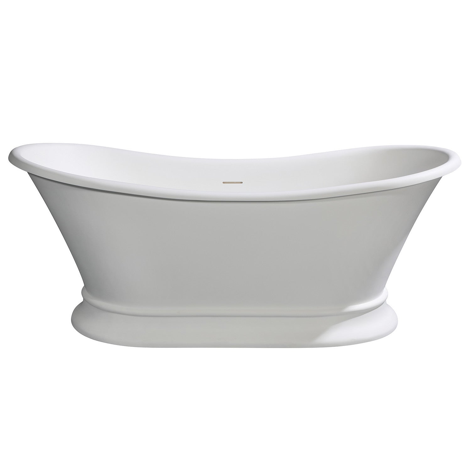 Aqua Eden VRTDS683027 68" Solid Surface Oval Double Slipper Pedestal Tub with Drain (No Faucet Drillings), Matte White/Glossy White