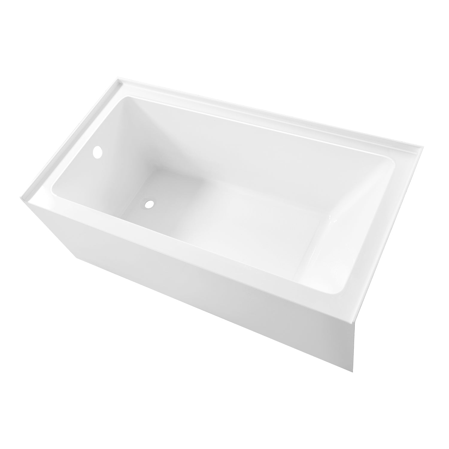 Aqua Eden VTAP6031L22T 60" Acrylic Rectangular 3-Wall Alcove Tub with Anti-Skid Surface, Left Hand Drain Hole, Glossy White