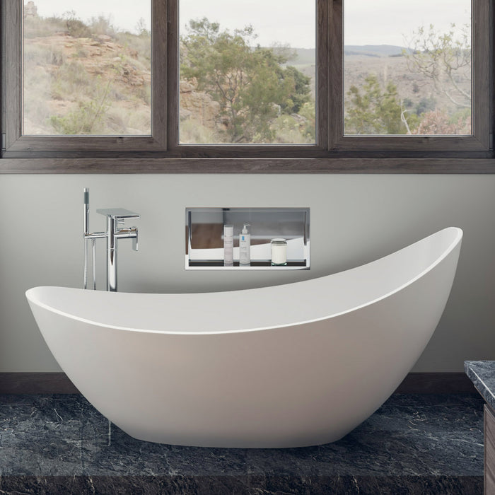 ALFI AB9951 73" White Solid Surface Smooth Resin Soaking Slipper Bathtub