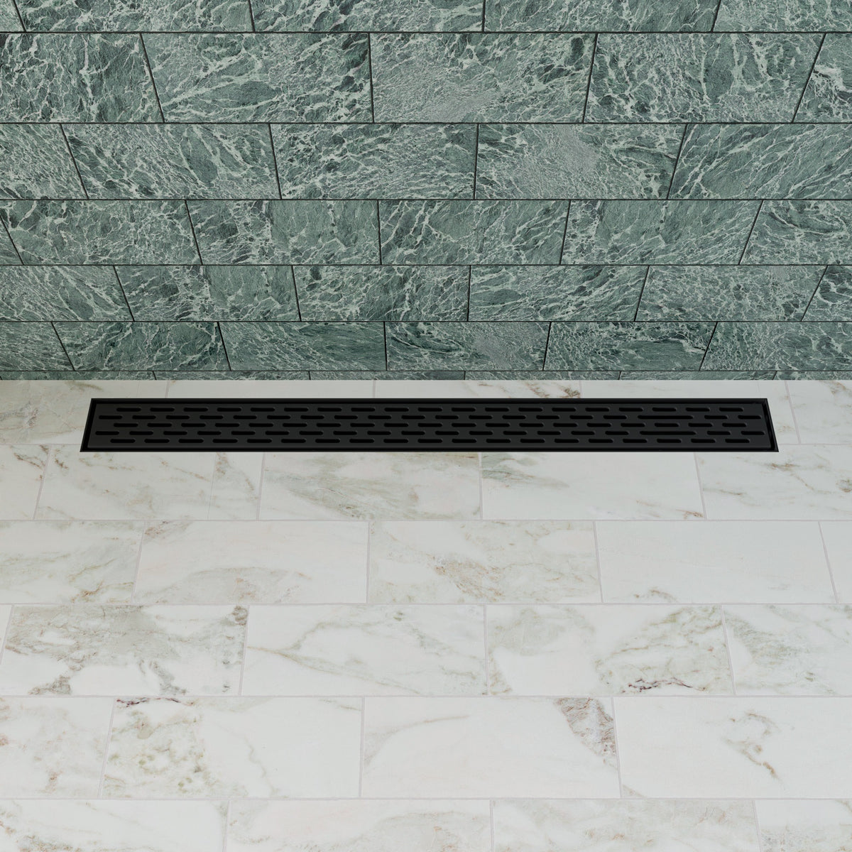 ALFI ABLD32C-BM 32" Black Matte Stainless Steel Linear Shower Drain with Groove Holes