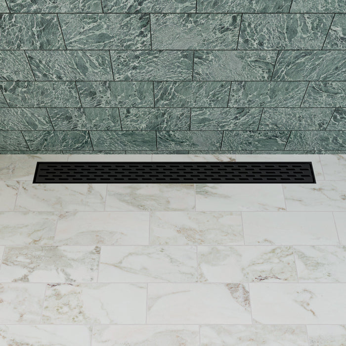 ALFI ABLD32C-BM 32" Black Matte Stainless Steel Linear Shower Drain with Groove Holes